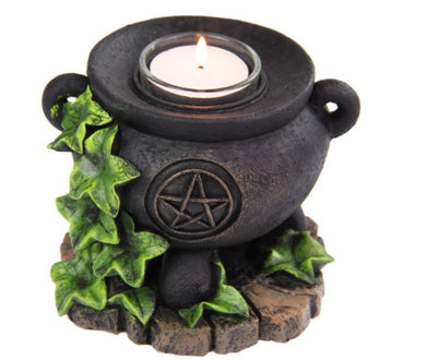 Witches Cauldron Tealight Candle Holder -10cm-